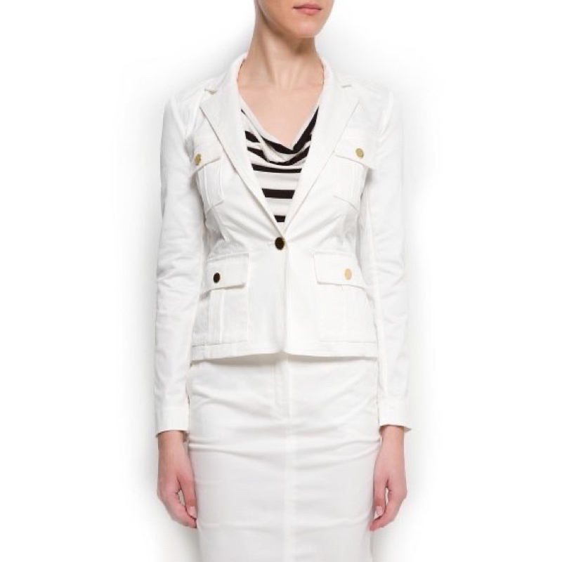 Áo vest túi hộp vải kaki Man..go. màu kem - Thanh lý vnxk