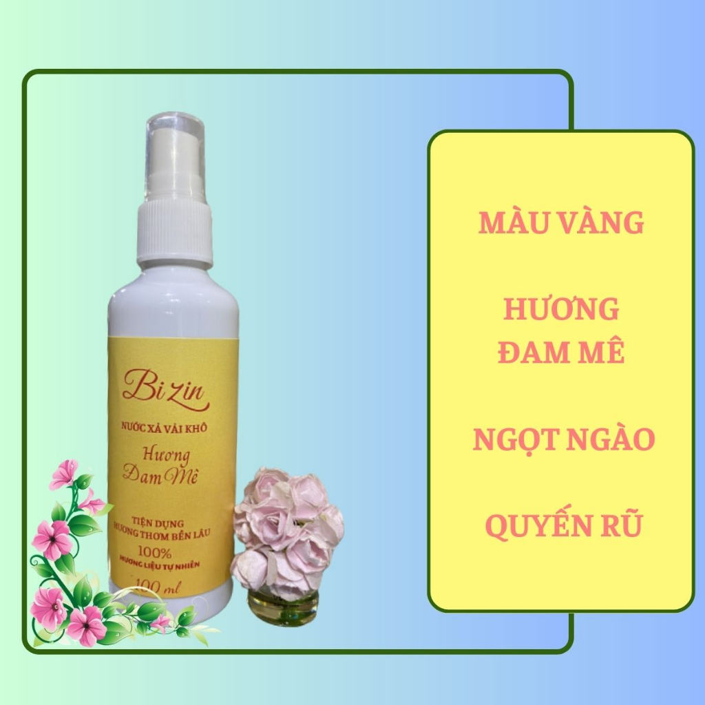 Xả vải khô Bizin 100ml, xịt thơm quần áo, khử sạch mùi hôi, tiện dụng, lưu hương thơm mát