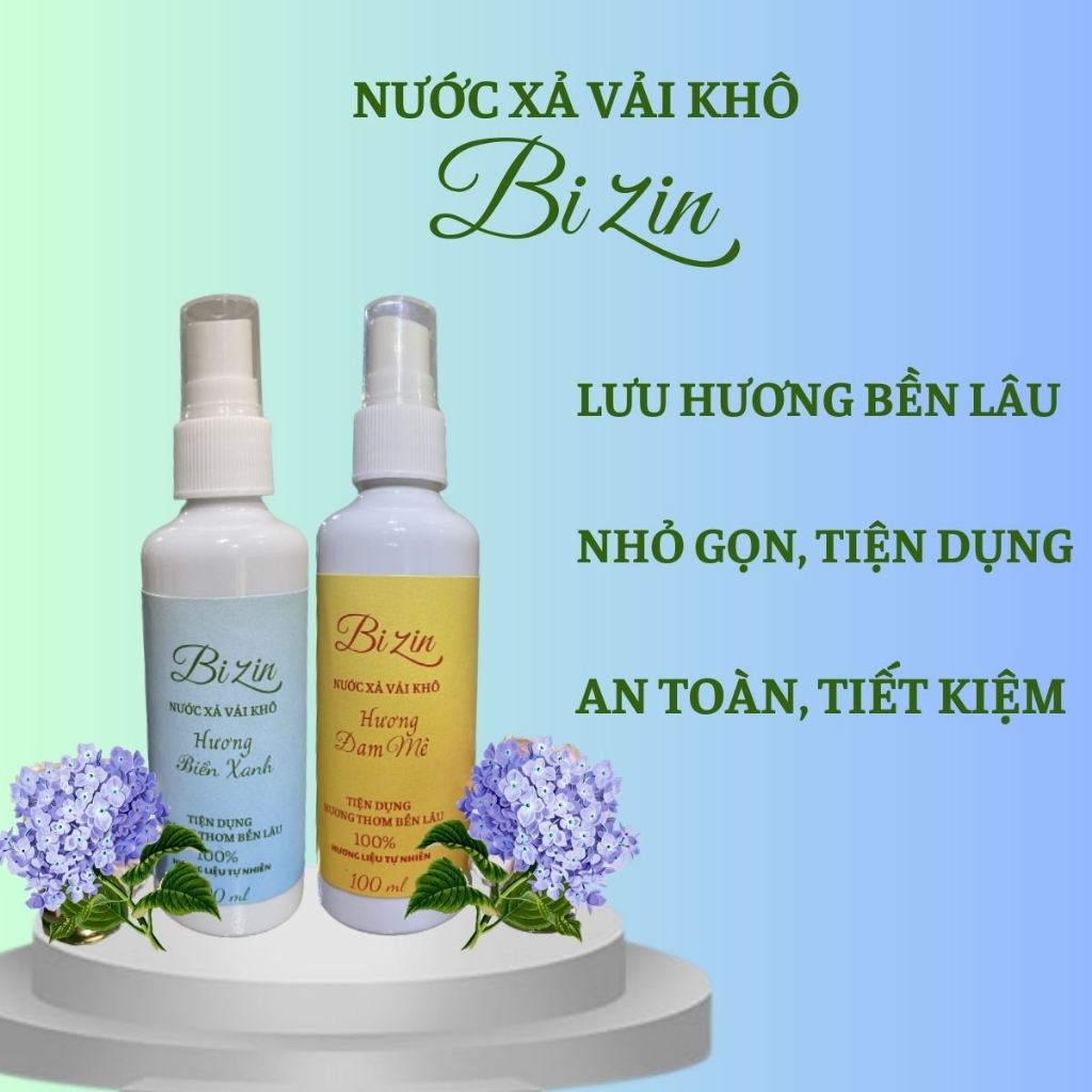 Xả vải khô Bizin 100ml, xịt thơm quần áo, khử sạch mùi hôi, tiện dụng, lưu hương thơm mát