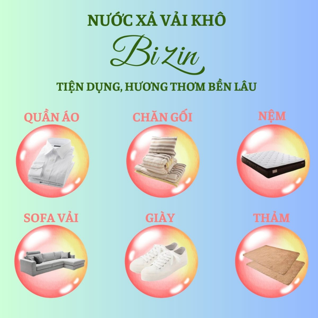 Xả vải khô Bizin 100ml, xịt thơm quần áo, khử sạch mùi hôi, tiện dụng, lưu hương thơm mát