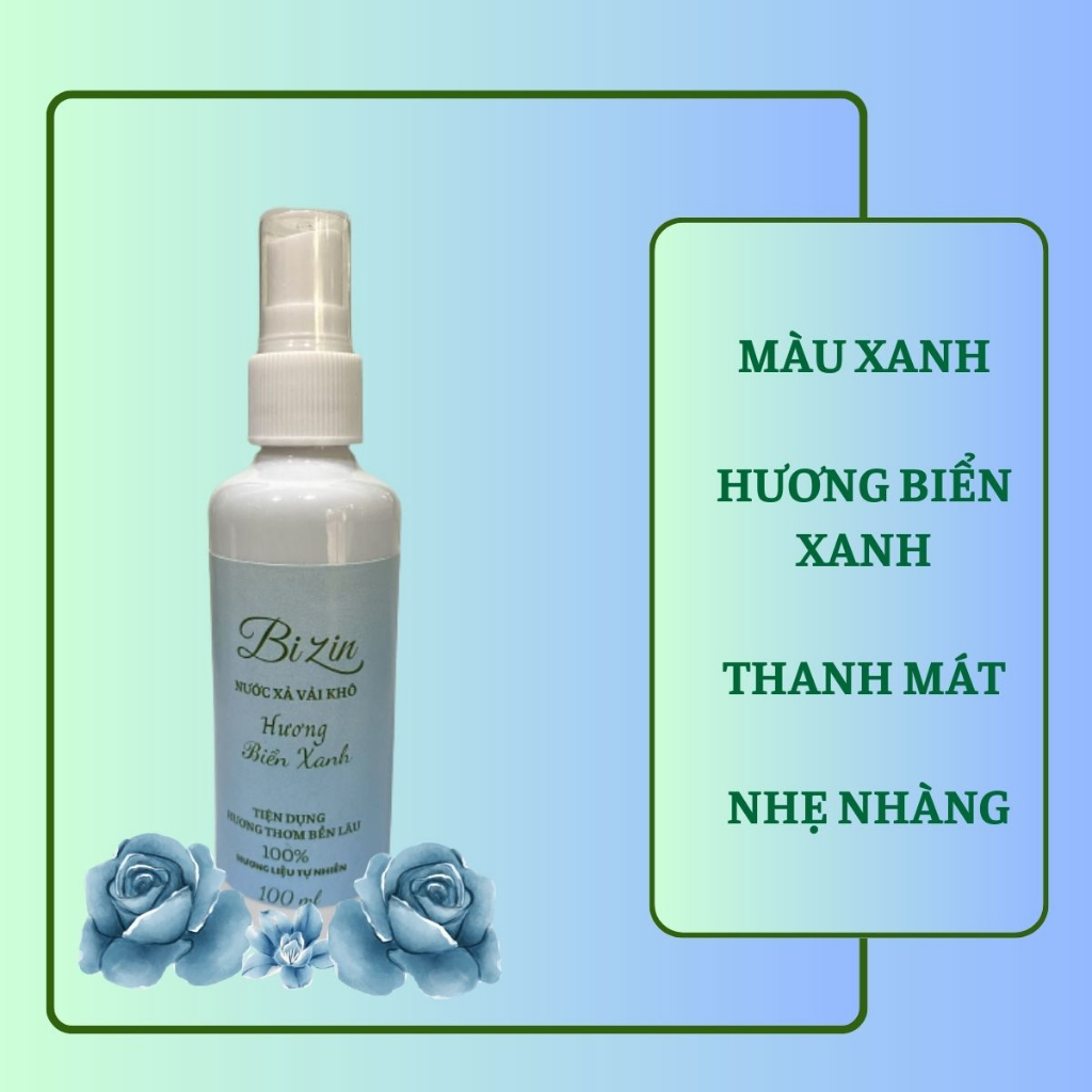 Xả vải khô Bizin 100ml, xịt thơm quần áo, khử sạch mùi hôi, tiện dụng, lưu hương thơm mát