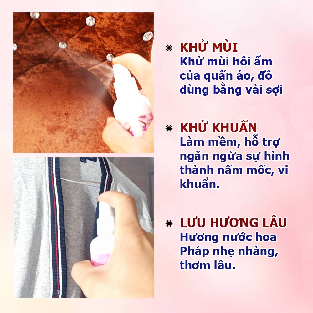 Xả vải khô Bizin 100ml, xịt thơm quần áo, khử sạch mùi hôi, tiện dụng, lưu hương thơm mát
