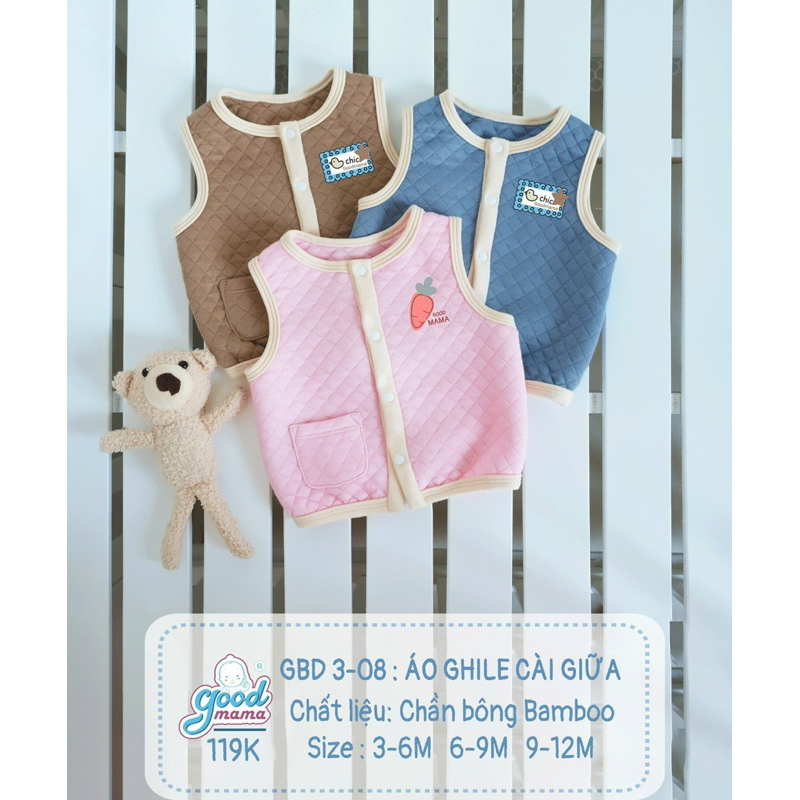 Áo gile chần bông cho bé sơ sinh 3-10kg thu đông chính hãng mẫu mới