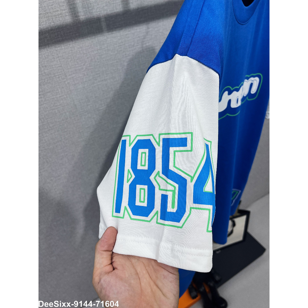 Áo Phông Nam LV Xanh  An Thuyên Hình In Sắc Nét Trước Ngực , Áo Thun Nam Chất Liệu Cotton Phối Hai Tay Trắng Cháy Phố