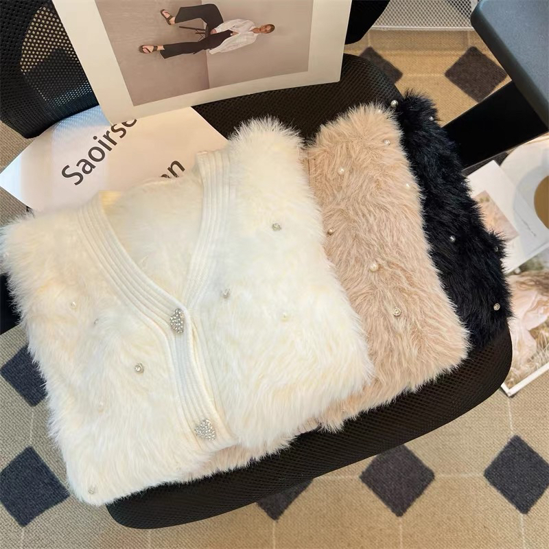 Áo cardigan len lông thỏ đính đá QC siêu xinhh