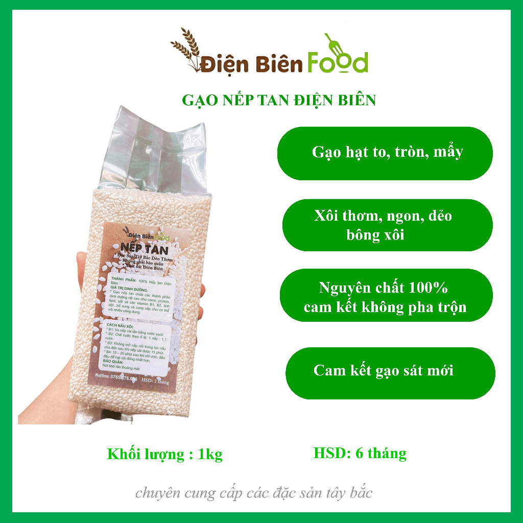 Gạo Nếp Tan Điện Biên 1kg hút chân không