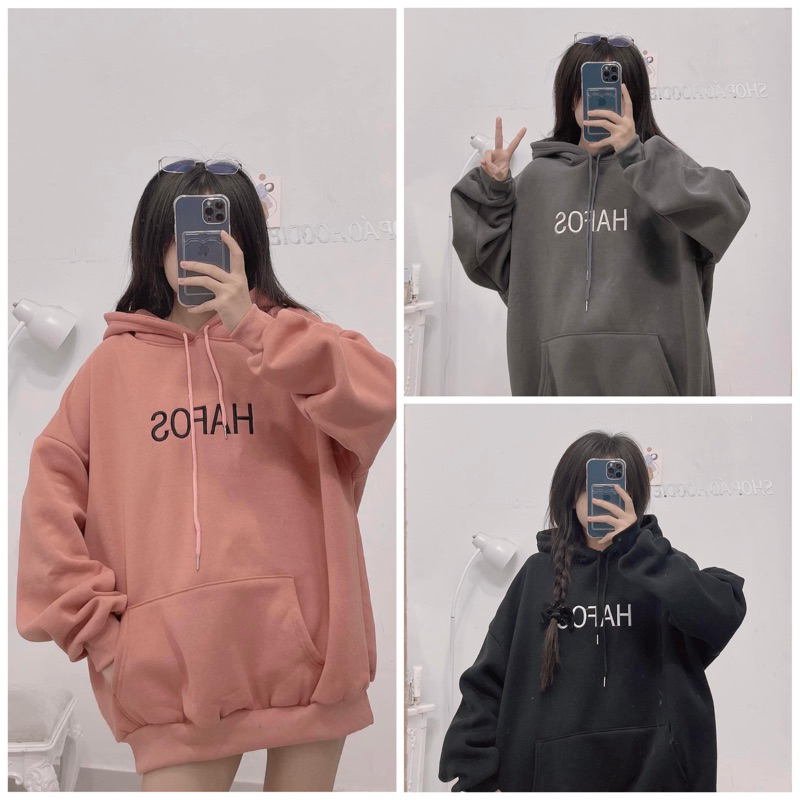 Áo hoodie form rộng mũ hai lớp - HAFOS