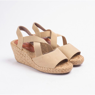  Sandal Đế Cói Liliw Dáng Đế Xuồng Cao 6 Cm Quai Thun Chéo Chữ X Ôm Chân - Carol 