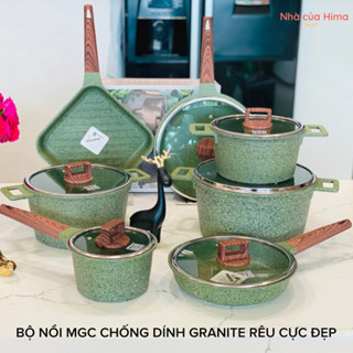 Bộ 7 món nồi chảo chống dính Mgc cao cấp Xanh, Hồng, Tím, Đỏ - Hàng chính hãng đáy từ