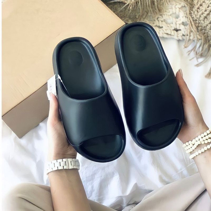 Dép bánh mì slide YZ bản trơn đế cao 5cm nam nữ cao cấp Dép xịn dập logo và form chuẩn size full box