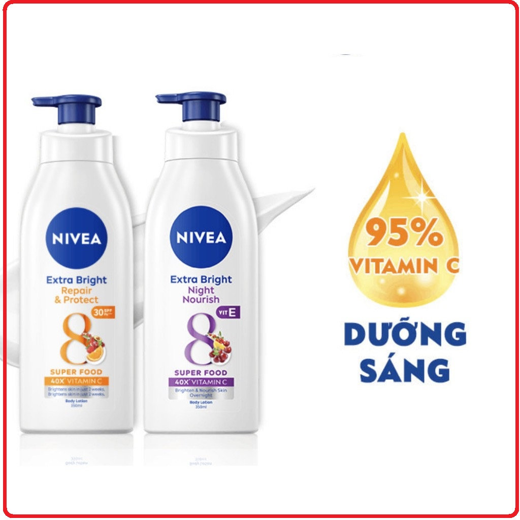 Combo Sữa Dưỡng Thể Dưỡng Trắng Nivea Ban Ngày & Ban Đêm