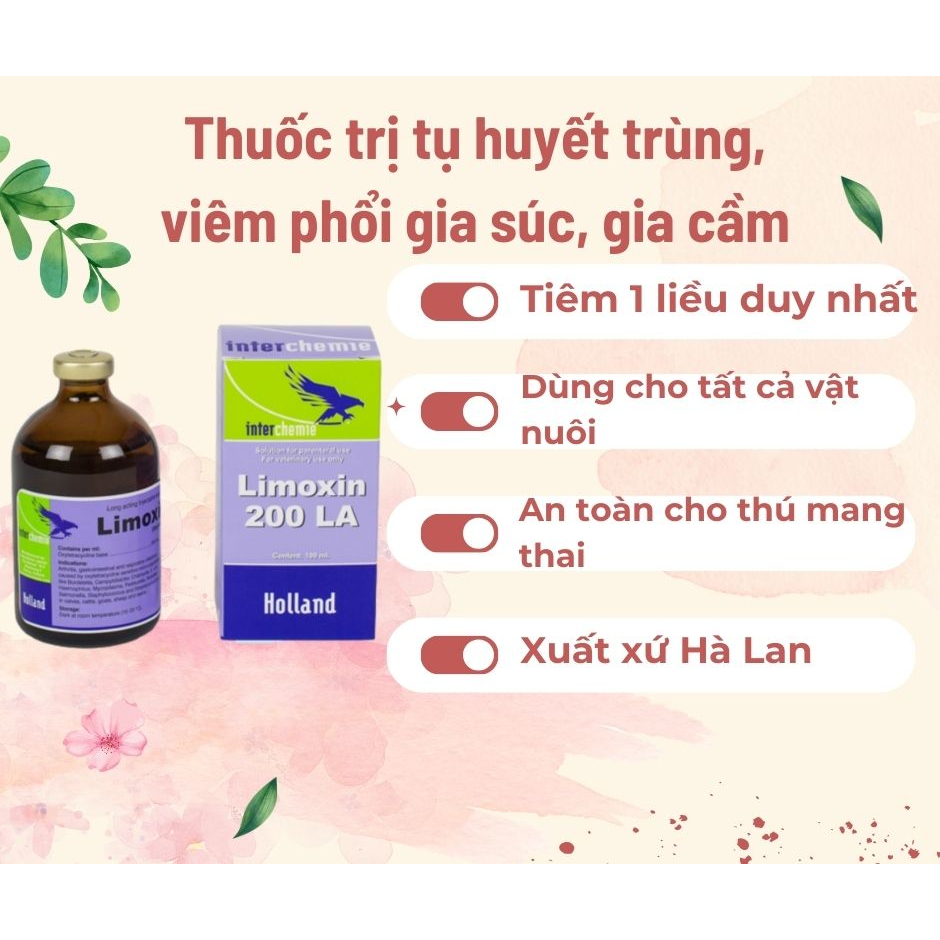Limoxin 200 LA dùng cho trâu bò dê heo chó mèo