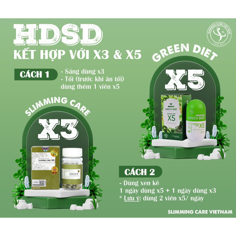 Combo Viên Uống Giảm cân Slimming Care X3 + Slimming Care X5