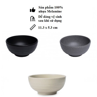 Chén cơm tròn dày nhựa Melamine nhám đen/xám/nâu