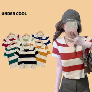 Áo len cộc cổ tim undercool dáng polo nhiều màu kẻ ngang act30