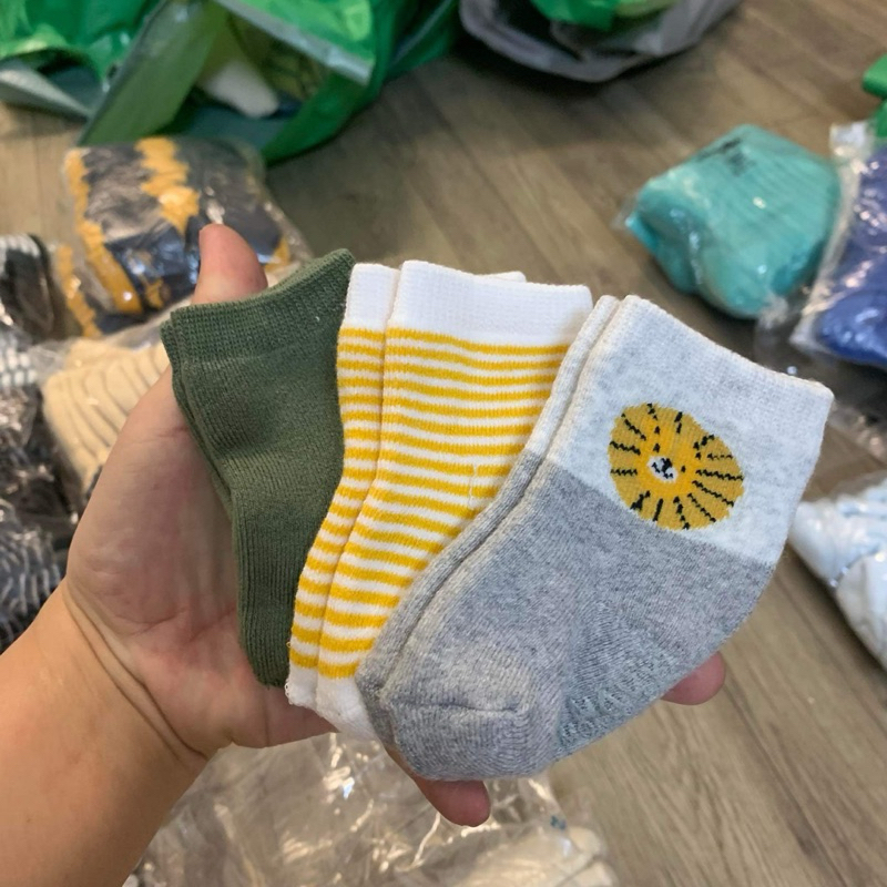 Sét 10 đôi Tất bé 0-24m bé trai gái old navy dư xịn xù dày có chống trơn