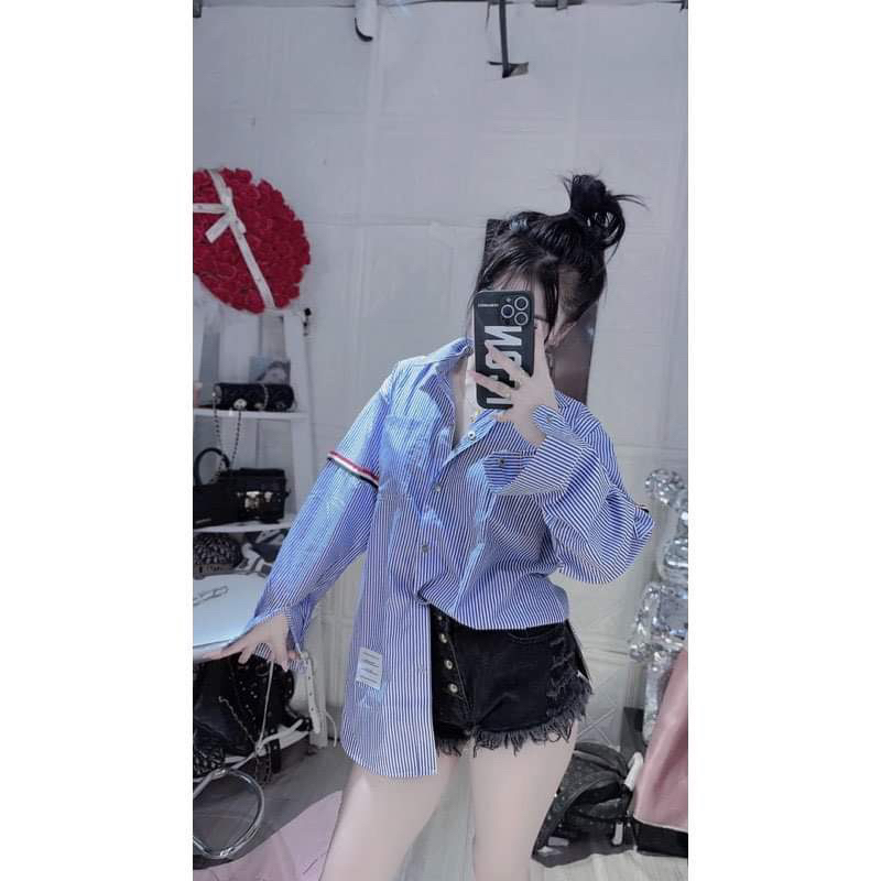 Áo sơ mi kẻ dây tay dài HT12