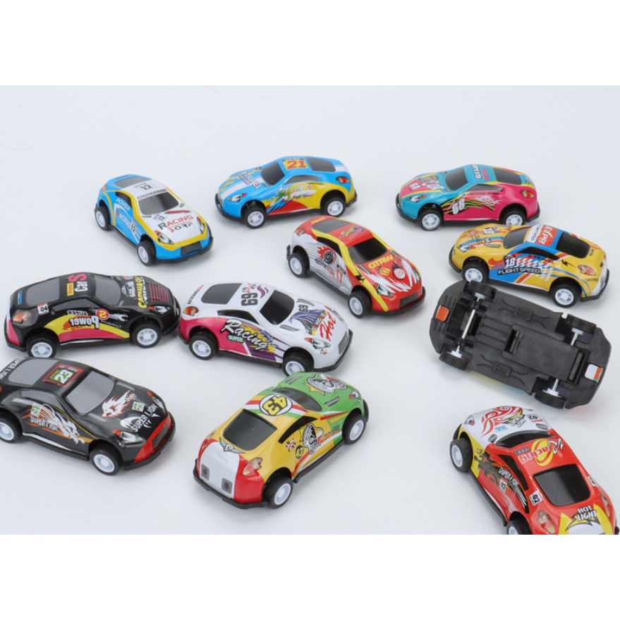 Hộp 12 xe ô tô đua chạy cót siêu ngầu bằng hợp kim cho bé