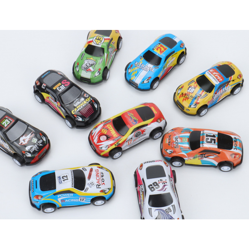 Hộp 12 xe ô tô đua chạy cót siêu ngầu bằng hợp kim cho bé