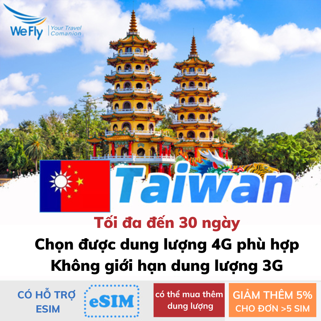 Sim du lịch Đài Loan tốc độ cao 4G không giới hạn dung lượng nhiều lựa chọn chính hãng