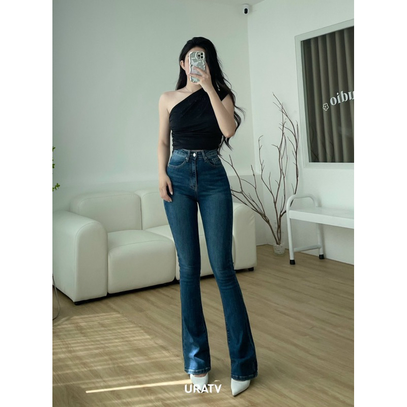 Quần jeans loe dài 105cm lưng cao phủ gót URATV | BigBuy360 - bigbuy360.vn