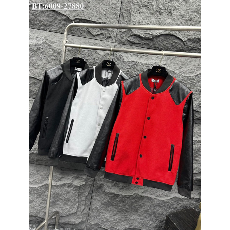 Áo Bomber Phối Vai Da, áo khoác phong cách Hoàng gia phối tay da hàn quốc trẻ trung năng động