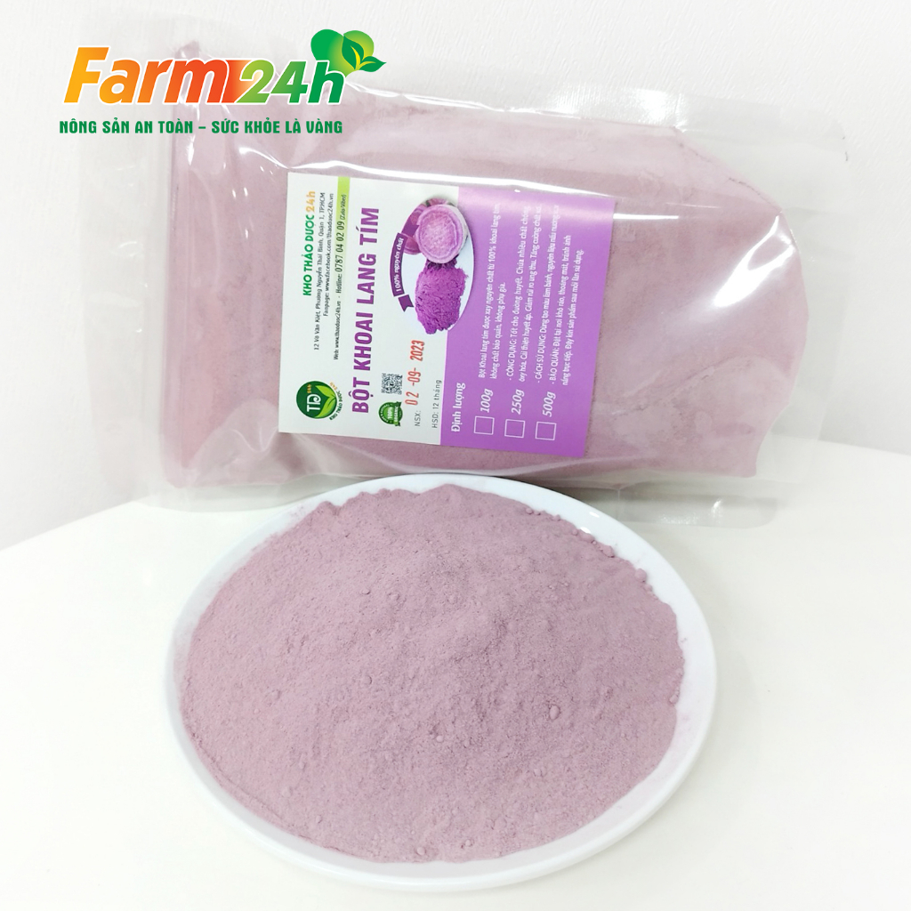 Bột khoai lang tím nguyên chất 100%, tạo màu và mùi, dùng làm bánh, đồ ăn, pha chế thơm ngon, tiện lợi, an toàn VSTP