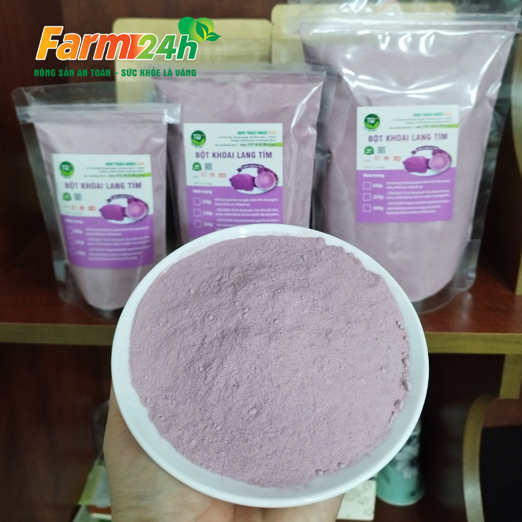 Bột khoai lang tím nguyên chất 100%, tạo màu và mùi, dùng làm bánh, đồ ăn, pha chế thơm ngon, tiện lợi, an toàn VSTP