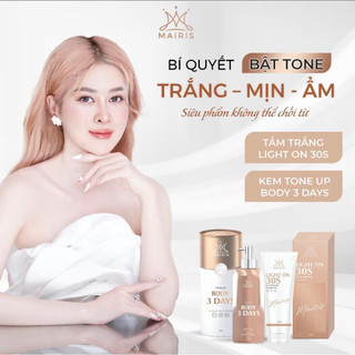 Combo Tắm Ủ Trắng 30s Light On Và Body Truyền Trắng 3 Days Mairis, Tẩy Tế Bào Chết, Dưỡng Trắng Mịn, Chống Nắng