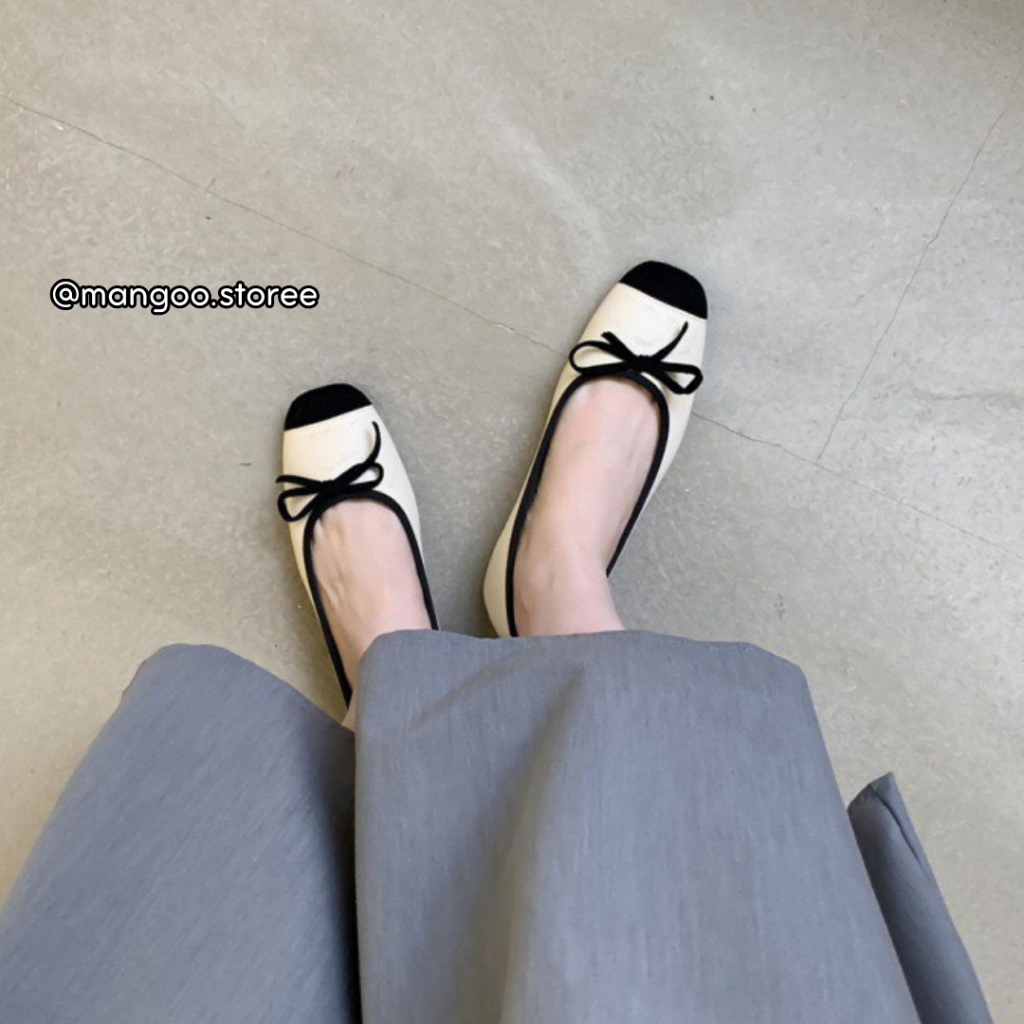 Giày bệt búp bê đính nơ nhỏ phối màu