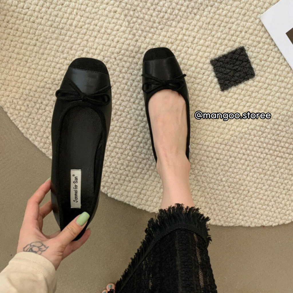 Giày bệt búp bê đính nơ nhỏ phối màu