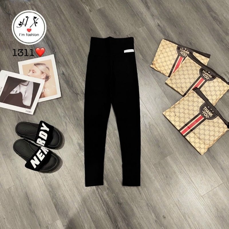 Quần legging tăm mác chữ cạp cao hàng QC