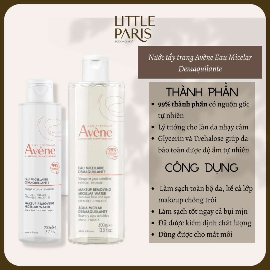 Nước Tẩy Trang Avene Micellar Lotion Cleansing Water 500ml | HÀNG NỘI ĐỊA PHÁP