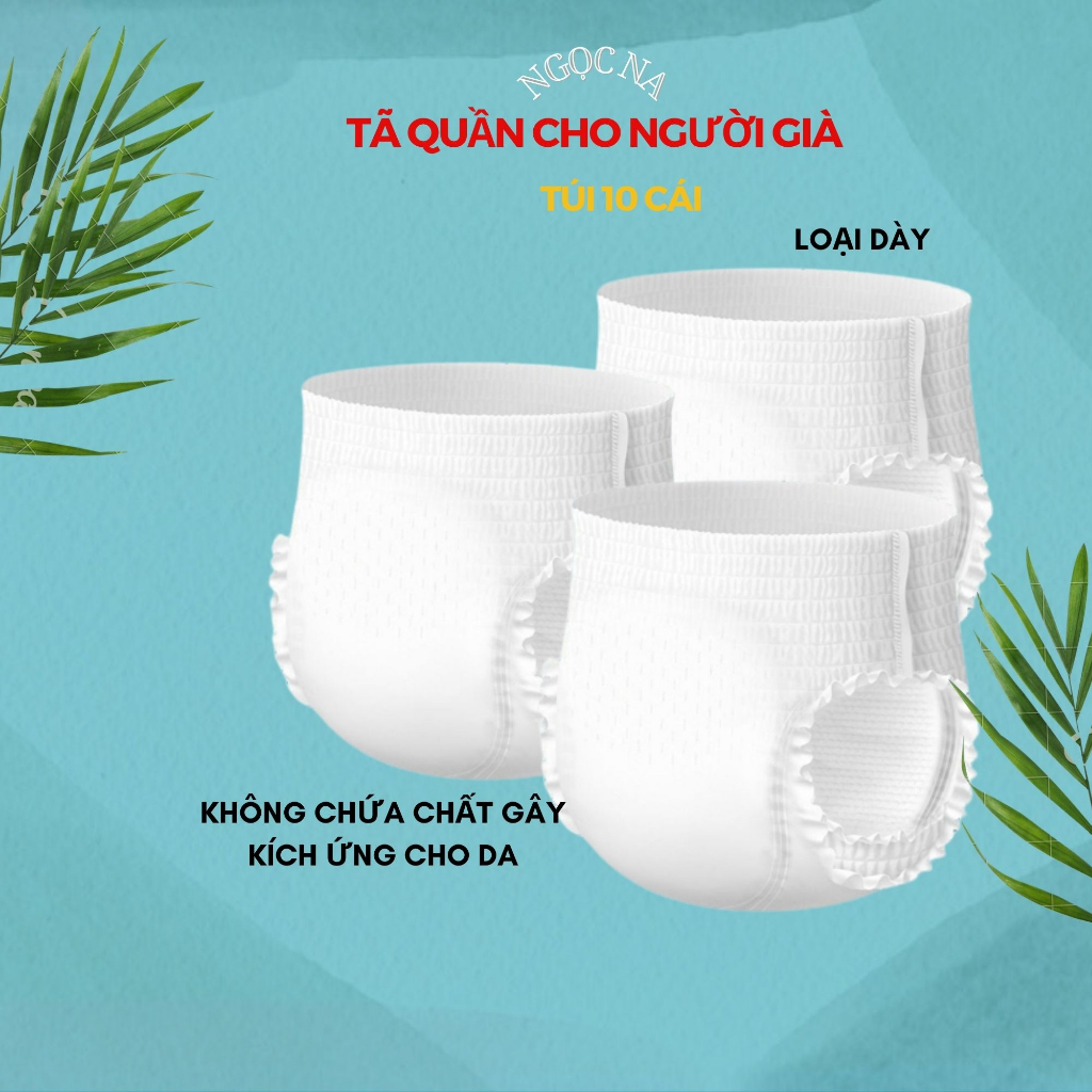 Bỉm người già, tã quần người lớn siêu thấm khô thoáng bảo vệ chống rò rỉ size L10 Miếng