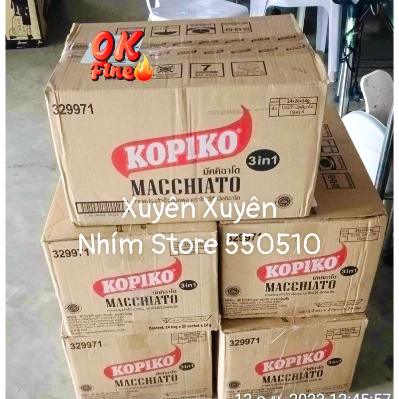 Cafe kopiko macchiato 3 in 1 Thái Lan. Túi 20 gói x 24g. Date 9-10/2024.