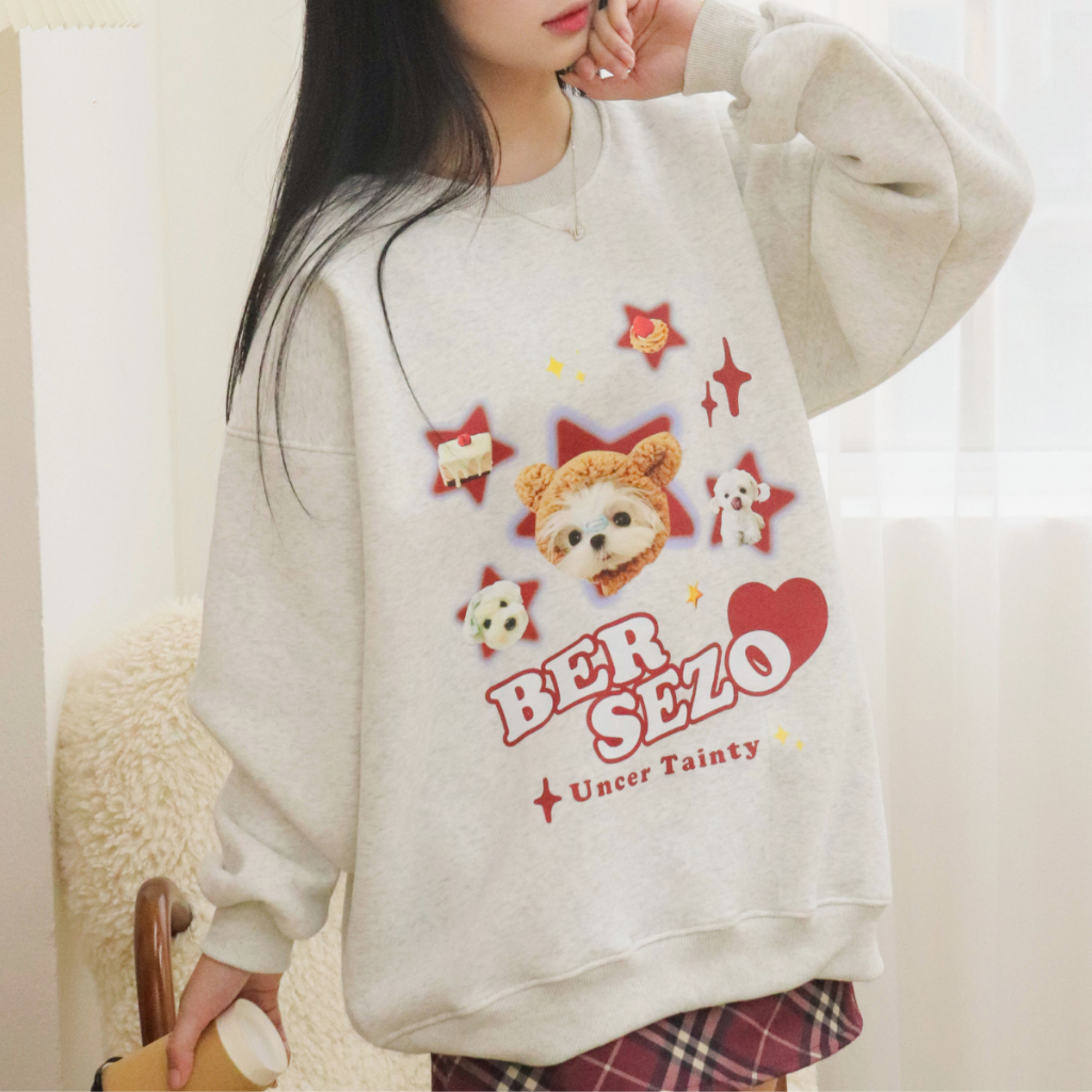 Áo sweater nỉ bông form rộng unisex xám tiêu nhiều hình dễ thương TOSUN S01 | BigBuy360 - bigbuy360.vn