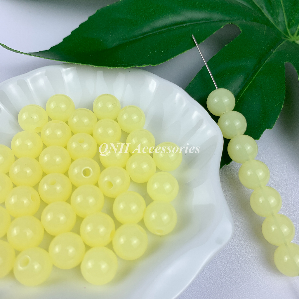 Gói 10g hạt nhựa tròn màu thạch size 6/8/10mm dùng xỏ vòng tay, làm trang sức handmade