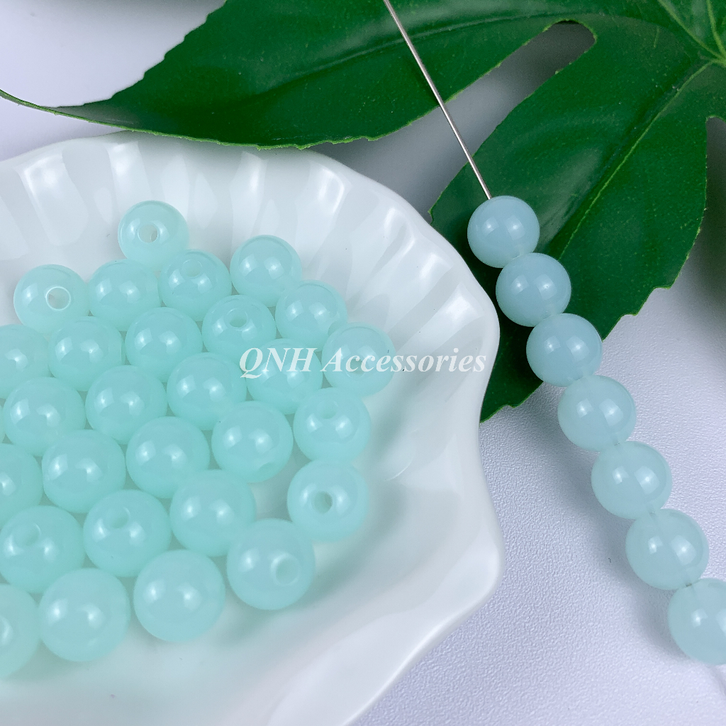 Gói 10g hạt nhựa tròn màu thạch size 6/8/10mm dùng xỏ vòng tay, làm trang sức handmade