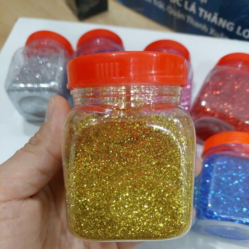 Hộp 100gr Nhũ Kim Tuyến Lấp Lánh Nhiều Màu Làm Thủ Công, TRang Trí Đồ Dùng, Làm Slime