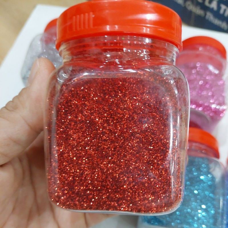 Hộp 100gr Nhũ Kim Tuyến Lấp Lánh Nhiều Màu Làm Thủ Công, TRang Trí Đồ Dùng, Làm Slime