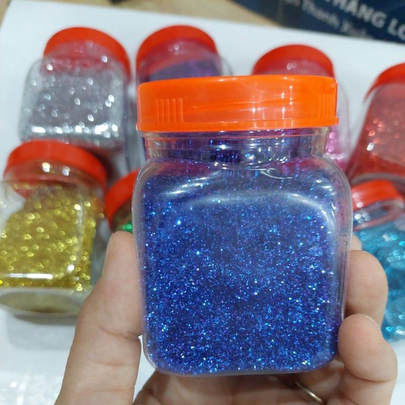 Hộp 100gr Nhũ Kim Tuyến Lấp Lánh Nhiều Màu Làm Thủ Công, TRang Trí Đồ Dùng, Làm Slime