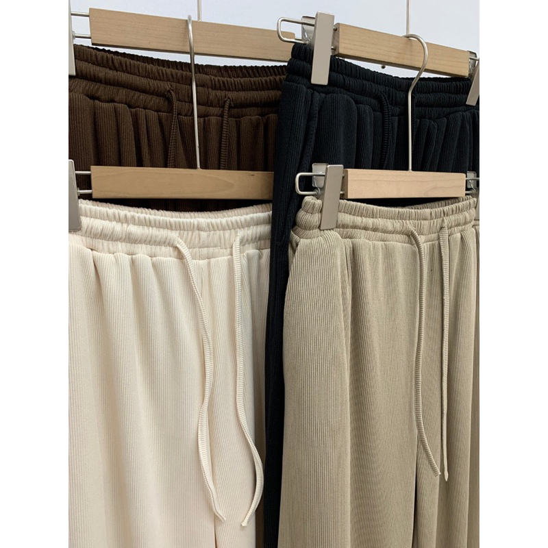 Quần nỉ tăm dây rút cạp chun dáng dài, quần nỉ xuông, quần culottes