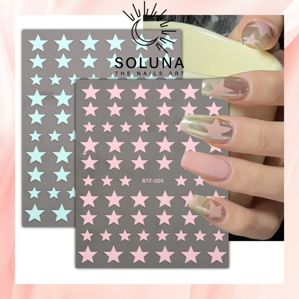 [Sticker nail nhiều mẫu Nhất Việt Nam-Soluna nail] - Miếng Dán Trang Trí Móng Tay 3D hình sao màu sắ