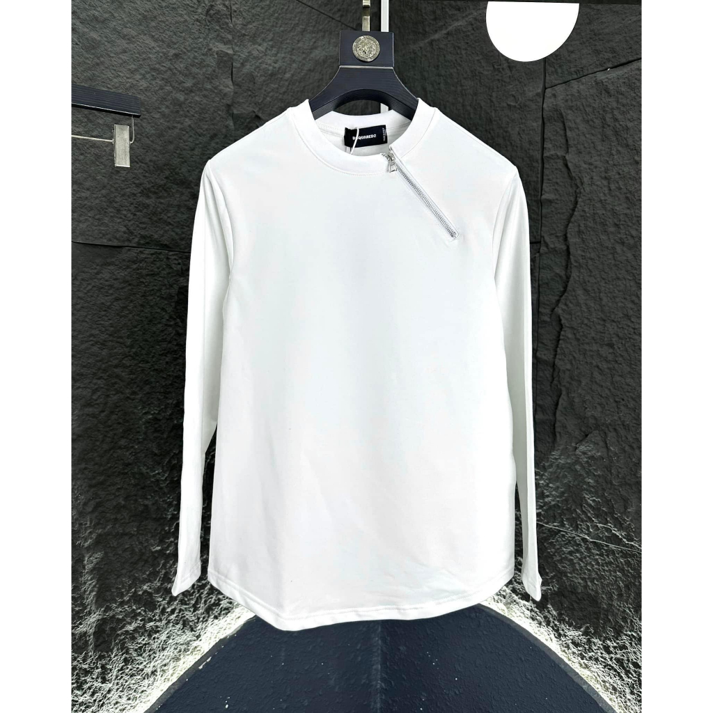 Áo Longtee Tay Dài Phối Khóa Trơn Nam Nữ Unisex