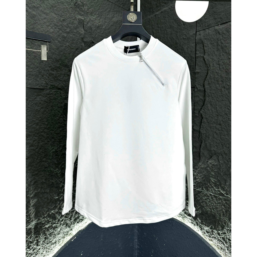 Áo Longtee Tay Dài Phối Khóa Trơn Nam Nữ Unisex