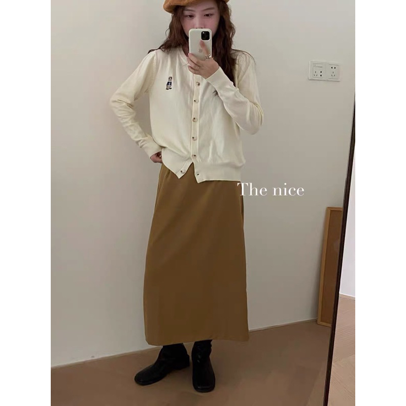 Áo cardigan thêu gấu len mịn - ảnh thật 4 màu