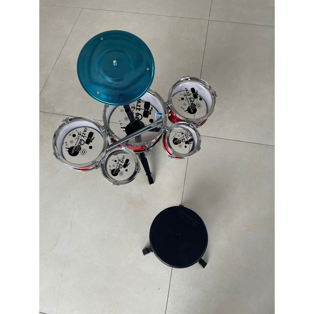 Đồ chơi Bộ trống 5 cái kèm ghế cho bé như thật