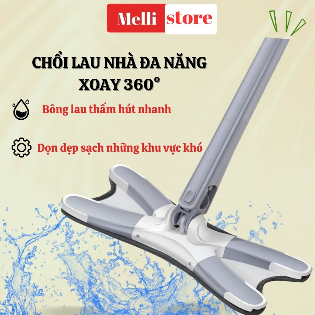 Cây Lau Nhà Tự Vắt Xoay 360 Độ Melli Chổi Lau Nhà Tự Vắt Đa Năng Bộ Cây Lau Nhà Thiết Kế Gấp Gọn Thông Minh Sàn Nhà Sạch