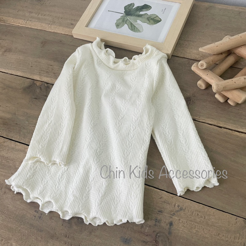 Áo dài tay cotton gân kiểu mềm mại cho bé gái