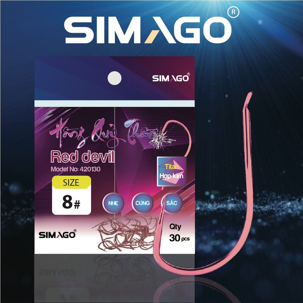 Lưỡi Câu Cá Hồng Quỷ Thần Titan Hợp Kim Simago không ngạnh